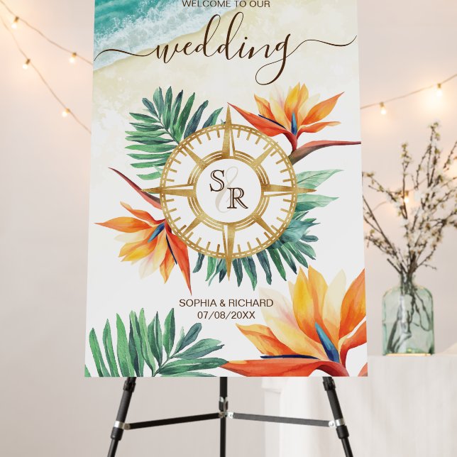Summer Tropical Beach Destination Wedding Passport Foam Board (In Situ (Stand))