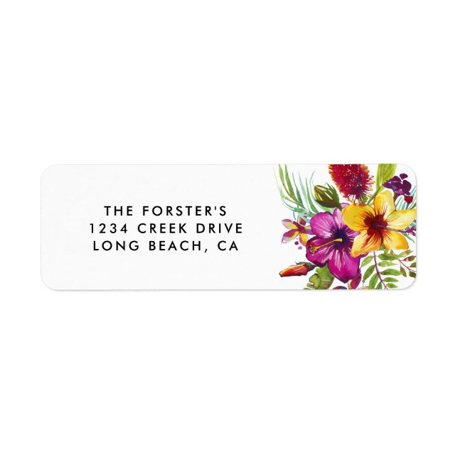 Summer Tropical Beach Hawaii Floral Label (Front)