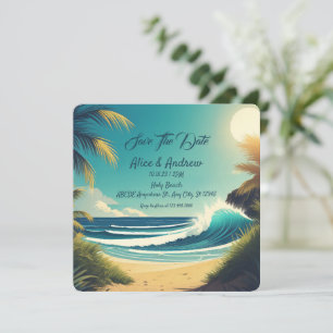 Summer tropical beach holiday card