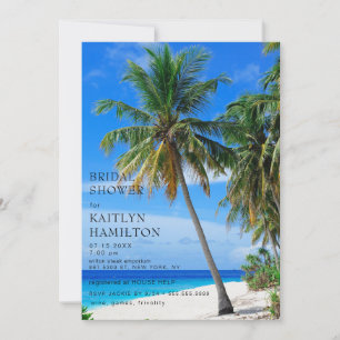 Summer Tropical Beach Palm Bridal Shower Invitation