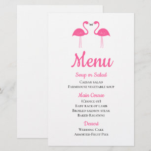 Summer Tropical Beach Pink Flamingo Wedding Menu