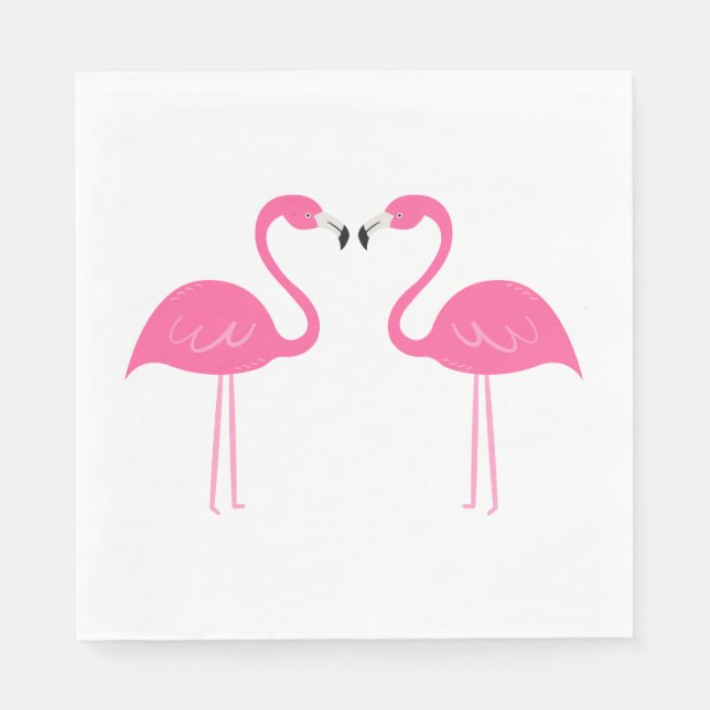 Summer Tropical Beach Wedding Pink Flamingo Napkins (Front)