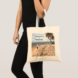 Summer Tropical Beach Wedding Watercolor Custom Tote Bag