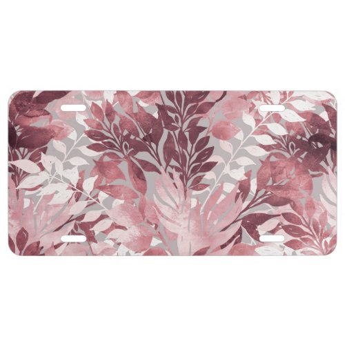 Summer Tropical Blush Pink Foliage Vintage Design License Plate