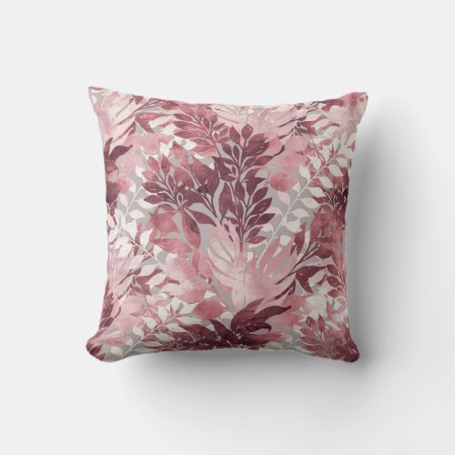 Summer Tropical Blush Pink Foliage Vintage Design Throw Pillow