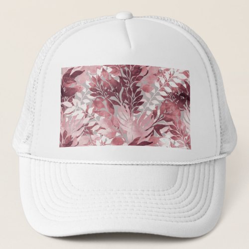 Summer Tropical Blush Pink Foliage Vintage Design Trucker Hat