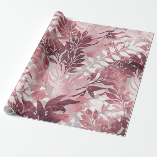 Summer Tropical Blush Pink Foliage Vintage Design Wrapping Paper