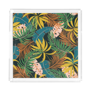 Summer Tropical Bright Plants Pattern Acrylic Tray