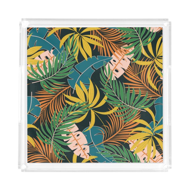 Summer Tropical Bright Plants Pattern Acrylic Tray (Front)