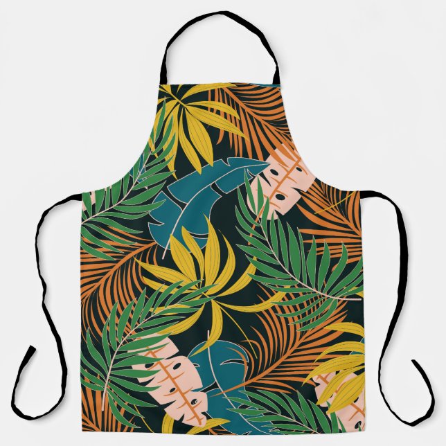 Summer Tropical Bright Plants Pattern Apron (Front)