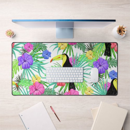 Summer Tropical Bright Toucan Scene Desk Mat