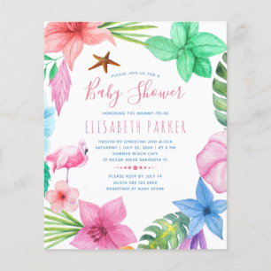 Summer tropical budget baby shower invitation