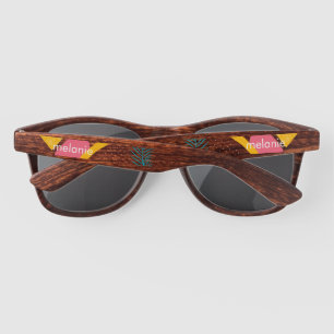 Summer Tropical Collage Shapes Monogrammed Rustic Sunglasses