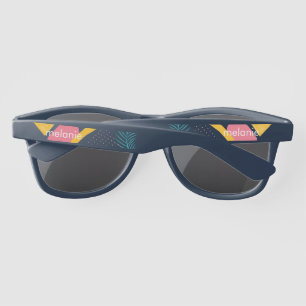 Summer Tropical Collage Shapes Monogrammed Sunglasses