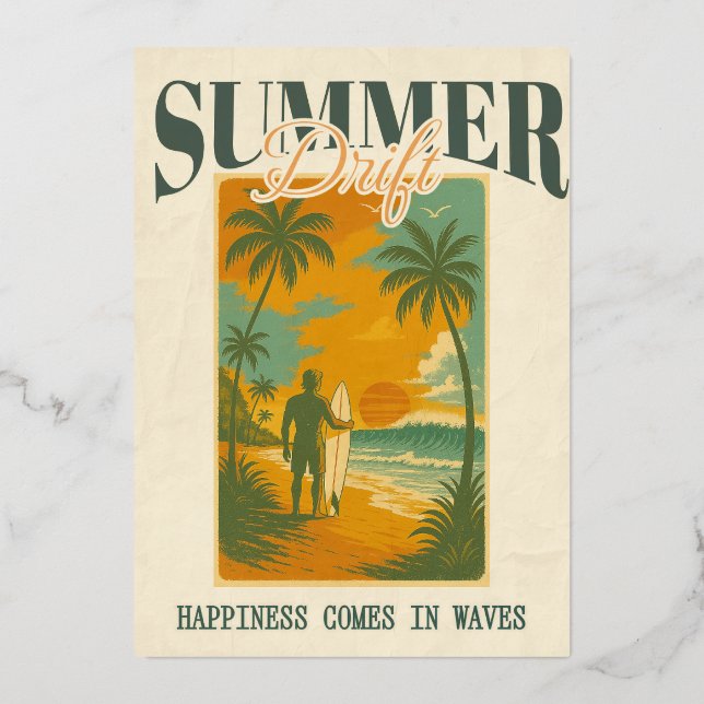 Summer tropical drift foil invitation (Front)