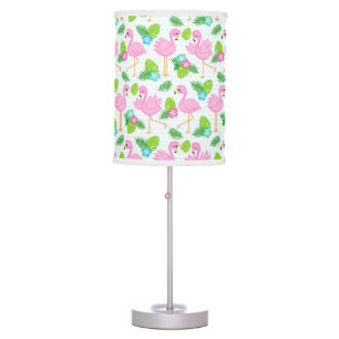 Summer Tropical Flamingo and Floral  Pattern Table Lamp