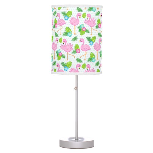 Summer Tropical Flamingo and Floral  Pattern Table Lamp