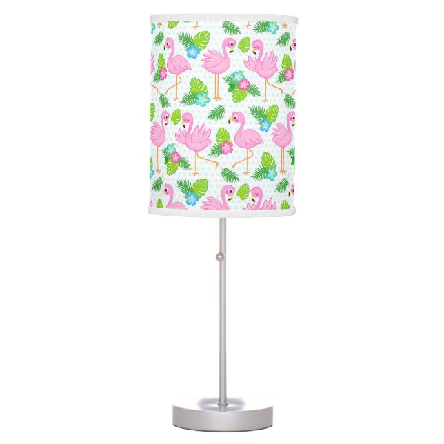 Summer Tropical Flamingo and Floral  Pattern Table Lamp (Front)