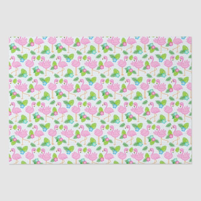 Summer Tropical Flamingo and Floral  Pattern Tissue Paper (Front)