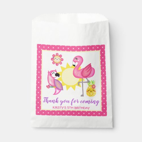 Summer Tropical Flamingo  Parrot Birthday Favor Bag