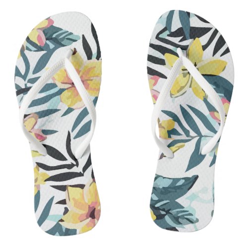 Summer Tropical Floral Summer Flip Flops