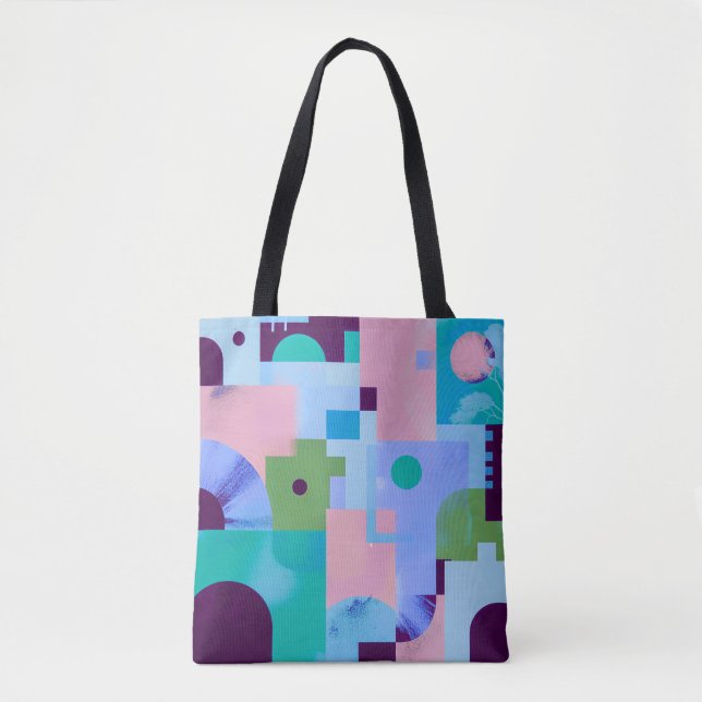 Summer Tropical Floral Tote Bag – Cute Blue Pink B (Front)