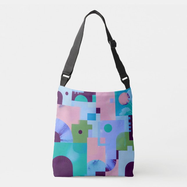 Summer Tropical Floral Tote Bag – Cute Blue Pink B (Front)