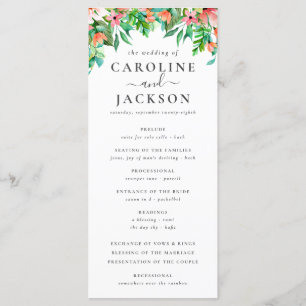 Summer Tropical Floral Wedding Program
