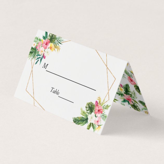 Summer Tropical Floral Wedding Table Escort Place Card