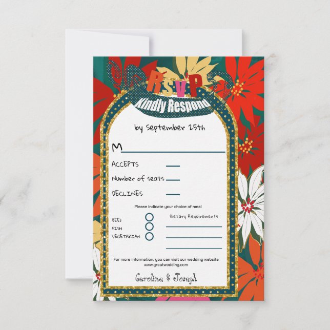 Summer Tropical Flowers & Arch RSVP (Front)
