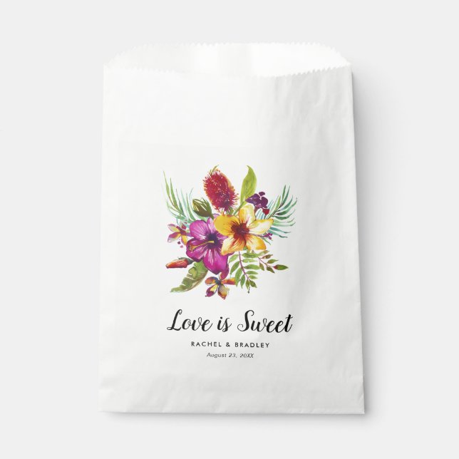Summer Tropical Flowers Wedding Candy Favor Bag (Front)