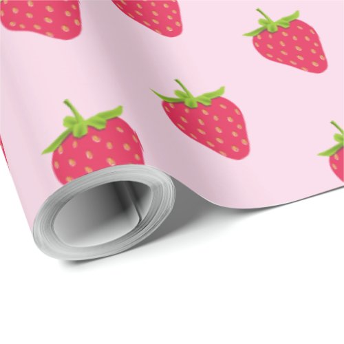 Summer Tropical Food Fruit Red Strawberry Wrapping Paper