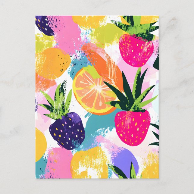 Summer Tropical Fruit Fiesta  Announcement Postcard (Front)