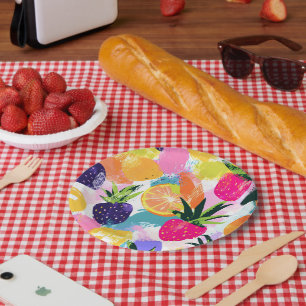 Summer Tropical Fruit Fiesta Paper Plates