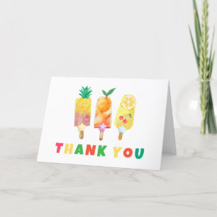 Summer Tropical Fruit Ice Cream Pop Baby Shower Letterpress Thank You Card