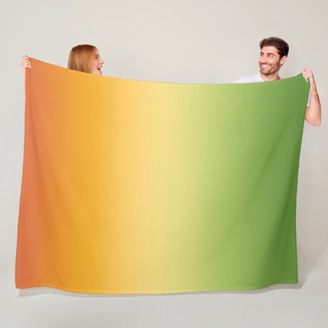 Summer Tropical Gradient Orange Lemon Lime Ombre Fleece Blanket (In Situ)