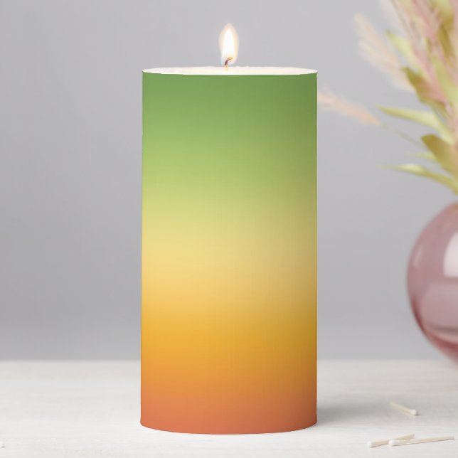 Summer Tropical Gradient Orange Lemon Lime Ombre Pillar Candle (In Situ)