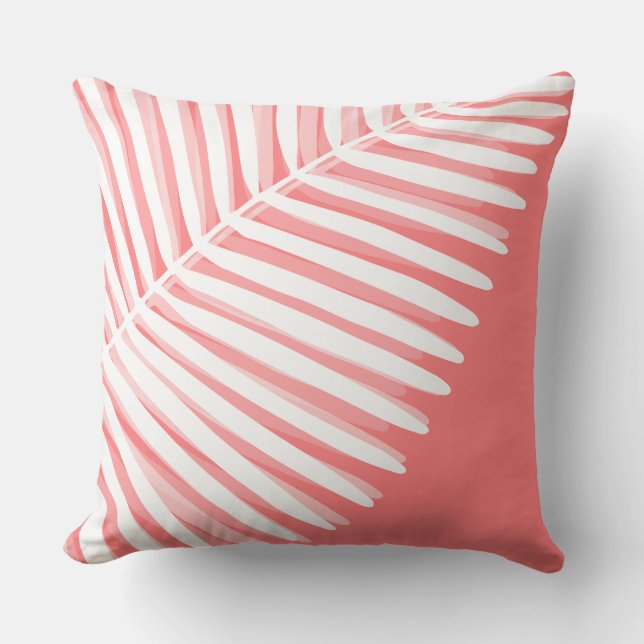 Summer tropical leaf monochromatic print  throw pillow (Front)