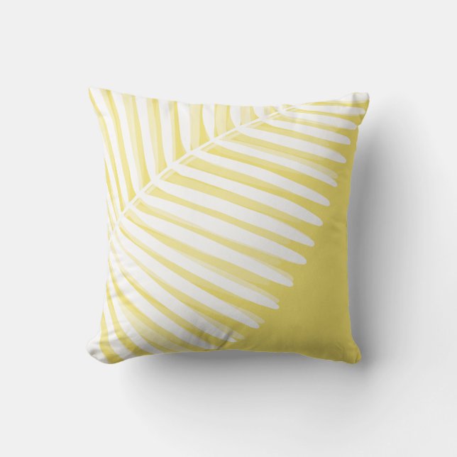 Summer tropical leaf monochromatic print throw pillow (Front)
