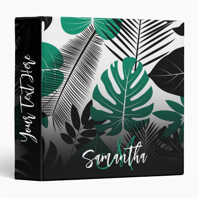 Summer Tropical Leaves 3 Ring Binder (Front/Spine)
