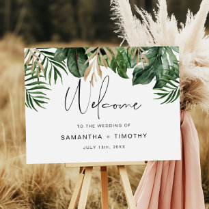 Summer Tropical Leaves Landscape Wedding Welcome  Foam Board