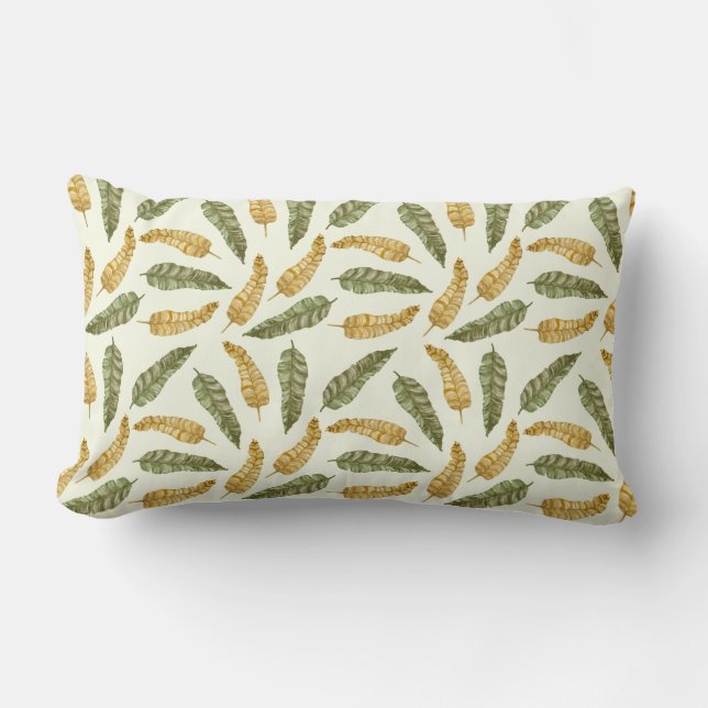 Summer Tropical Leaves Lumbar Pillow (Front)