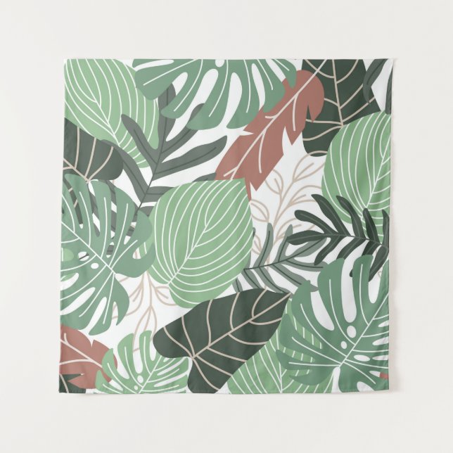 Summer tropical leaves seamless pattern tapestry (Front)