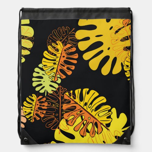 Summer Tropical Leaves Vintage Design Drawstring Bag