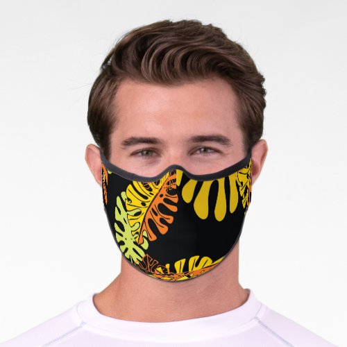 Summer Tropical Leaves Vintage Design Premium Face Mask
