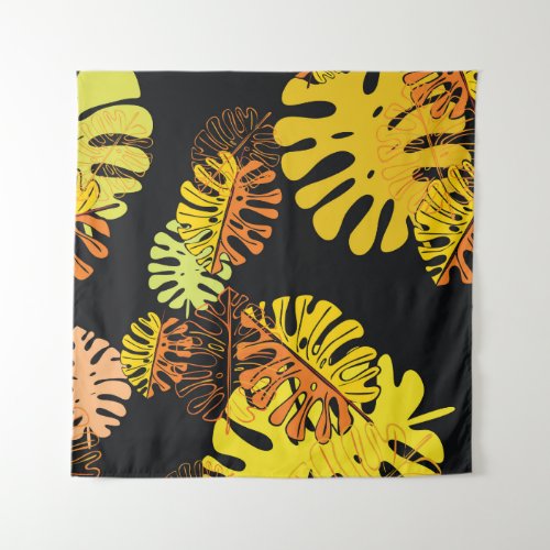 Summer Tropical Leaves Vintage Design Tapestry