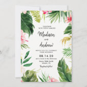 Summer Tropical Leaves Wedding Invitation Card (Front)