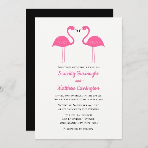 Summer Tropical Luau Beach Pink Flamingo Wedding  Invitation