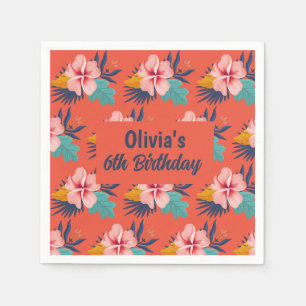 Summer tropical luau Girl pool birthday Napkins