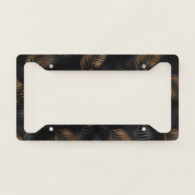 Summer Tropical Palm Leaves Pattern License Plate Frame (Front)